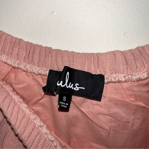 Lulu’s By the Pier Blush Pink Off-the-Shoulder Puff Sleeve Mini Dress Small NWT - Picture 9 of 10